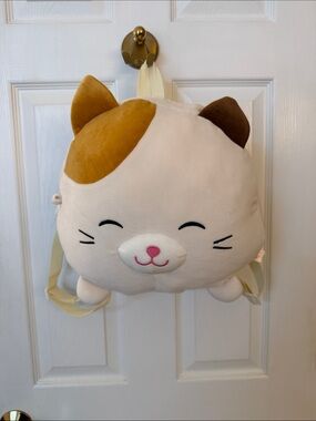 Smoochy Pals Plush Cream & Brown Cat Backpack for Kids - Adorable Smiling Design